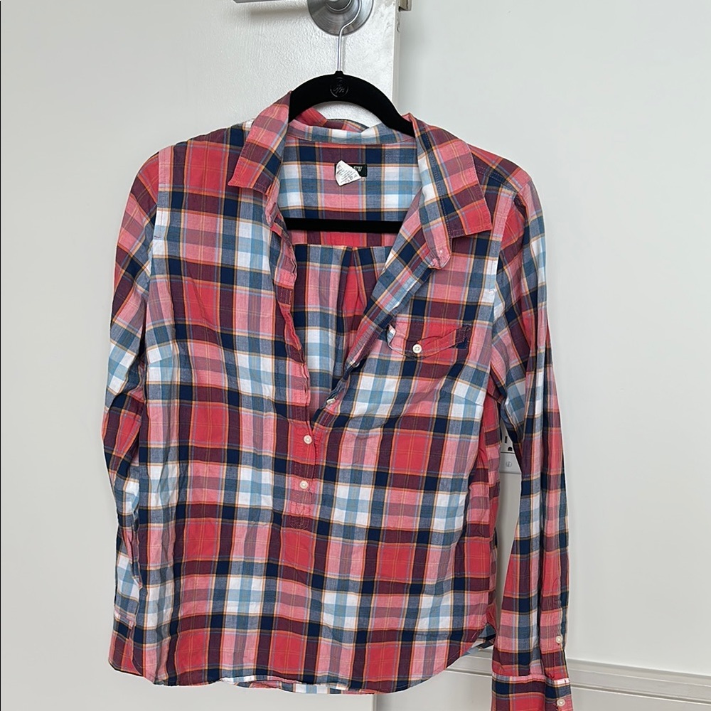 J. CrewRed and Blue Plaid Button-Up Shirt